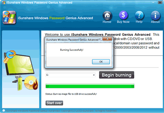 burn windows password reset disk