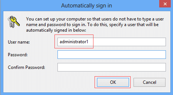 specify a user to automatically sign in