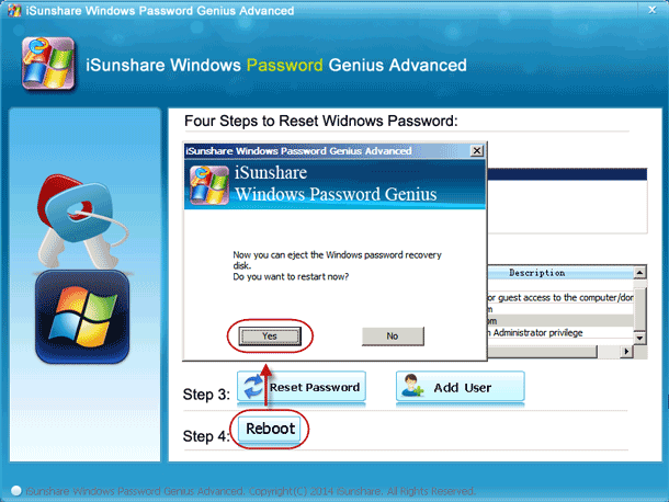 eject usb password reset disk from Surface