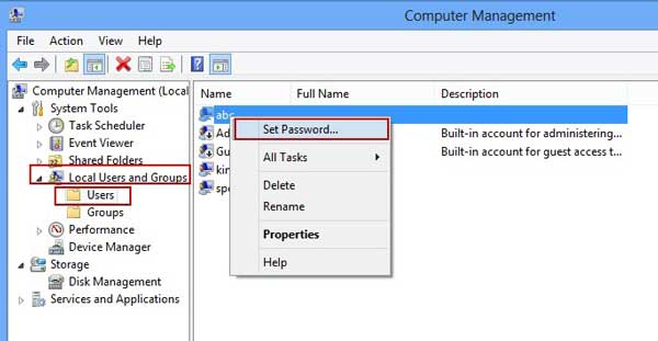 reset windows 8 user password