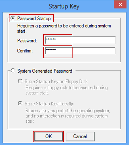 set Startup password