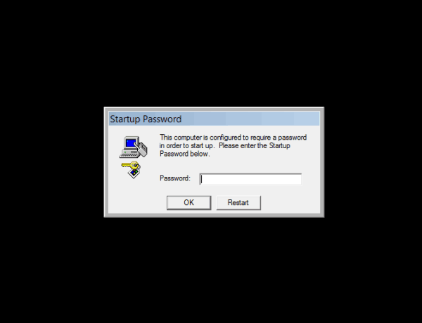 startup password dialog shows