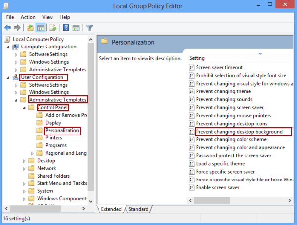 open prevent changing desktop background settings