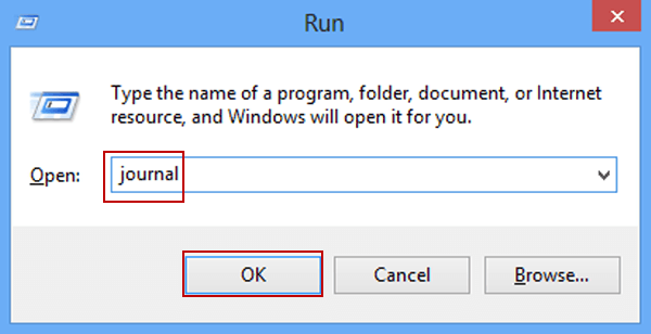 enter journal and tap ok in run dialog