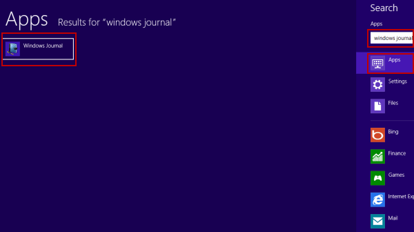 search for and open windows journal