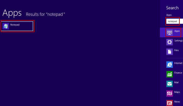 open notepad by search