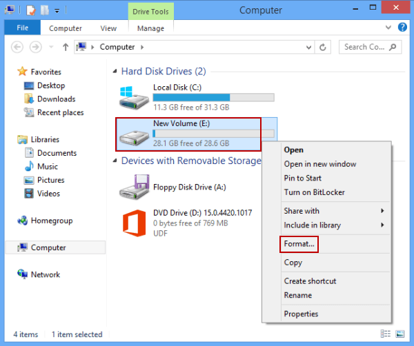 how to format my hard drive windows 8