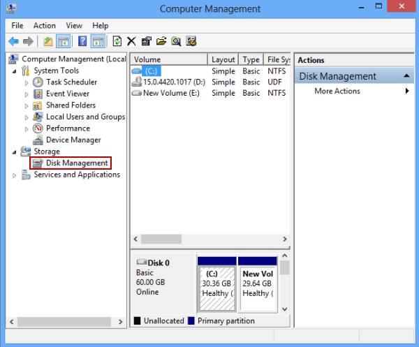 open disk management