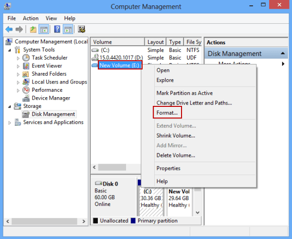 right click a hard disk partition and choose format