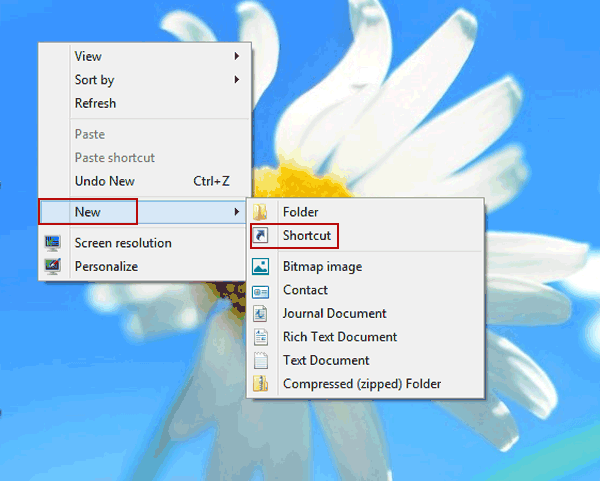 choose shortcut