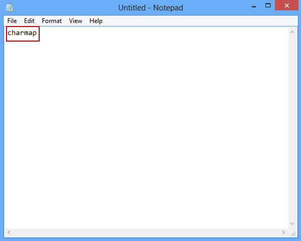 type charmap in notepad