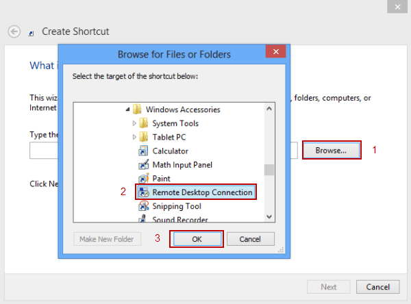 create shortcut for rdp connection