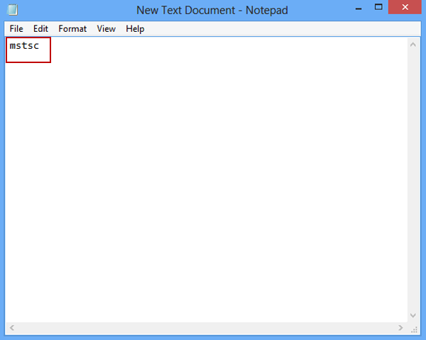 input mstsc in text document