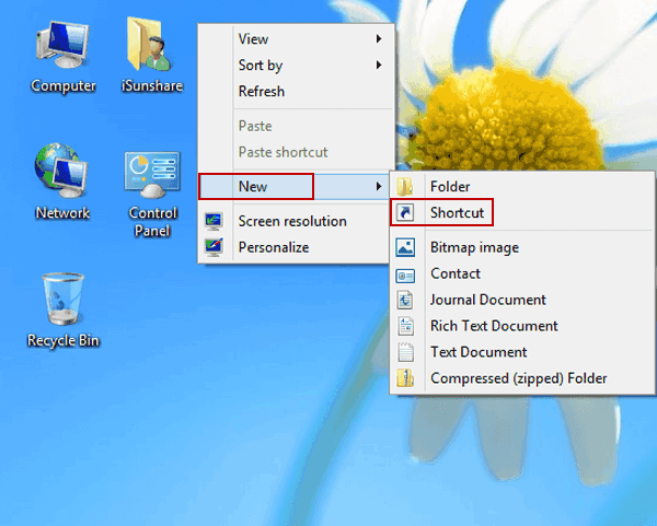 create outlook email shortcut on desktop