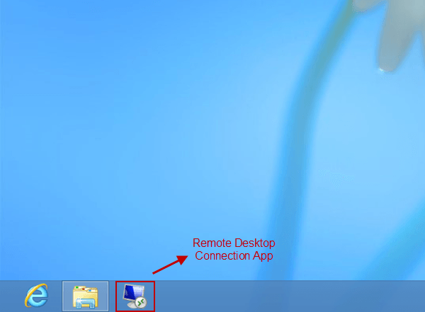 remote desktop connection app on taskbar