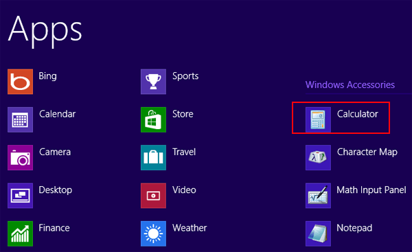 How to Access Calculator on Windows 8/8.1 Computer