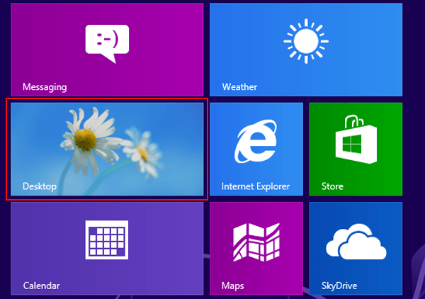 click desktop icon on start menu