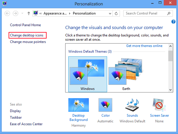 click change desktop icons