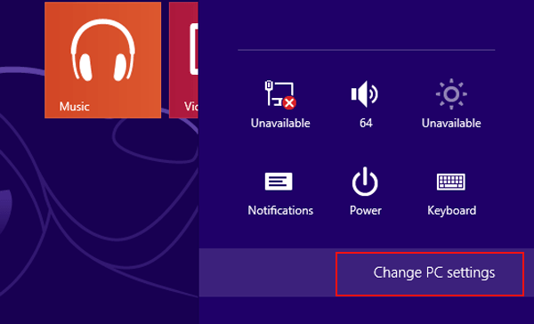 select Change PC Settings