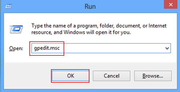 type a command in run box and tap ok