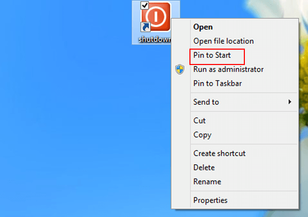 right click the shortcut and choose pin to start