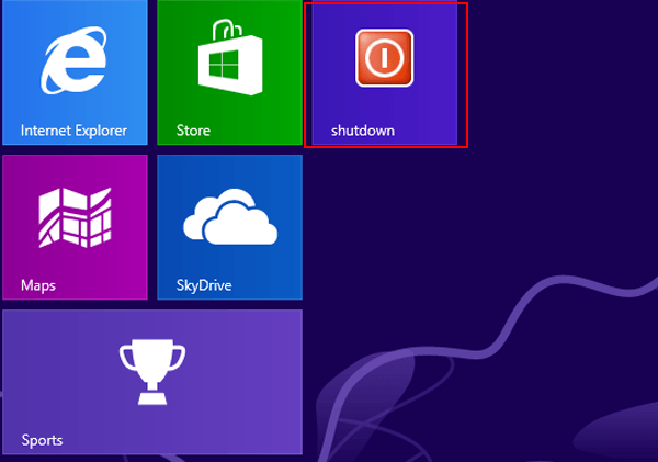 shutdown icon pinned to start menu