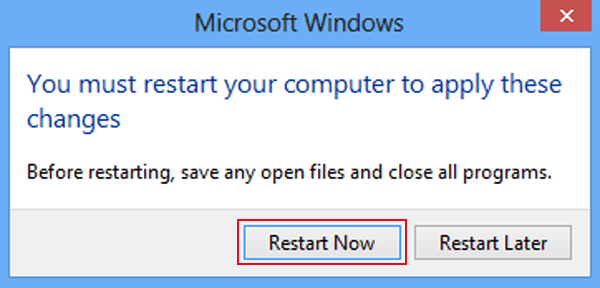 choose restart now