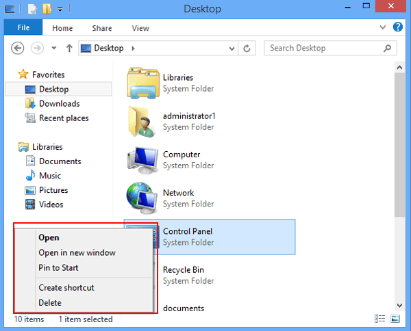 context menu appears on the left