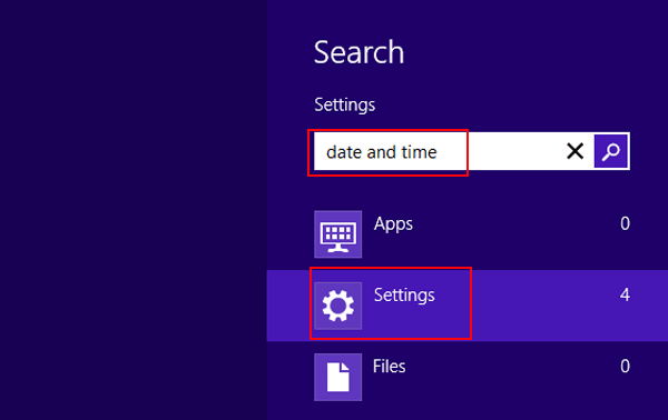 enter date and time and choose settings