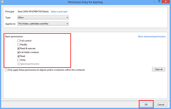 change permission selection