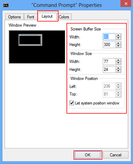 set cmd layout