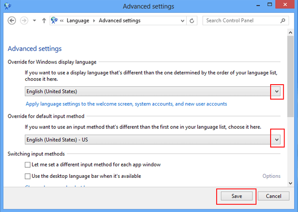 choose display language and defauly input method