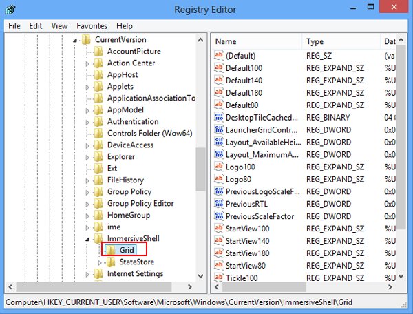 locate grid folder in registry editor