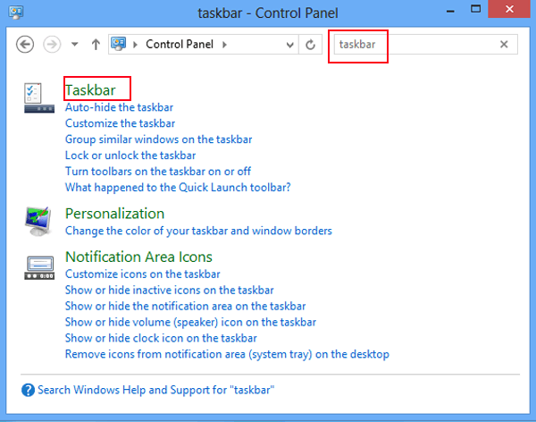 cómo cambiar el tamaño de la barra de tareas en Windows 8