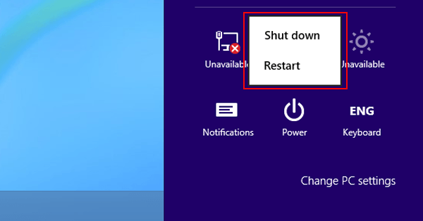shut down and restart through power button