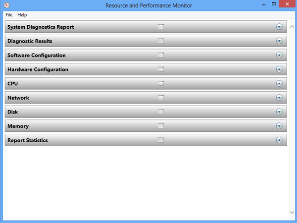 all categories in resource and performance monitor