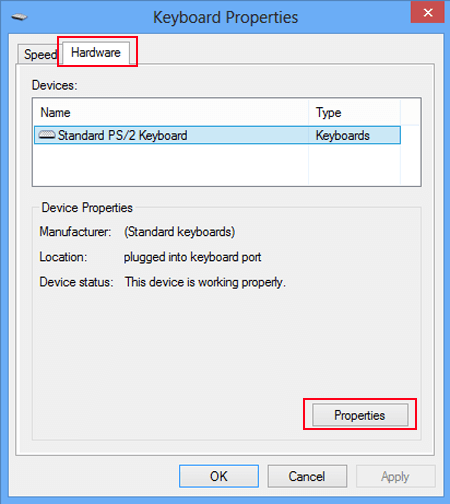 choose hardware and click properties