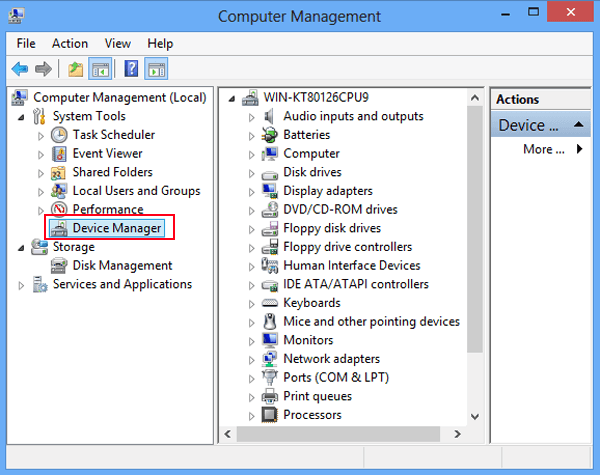 open device manager in computer management