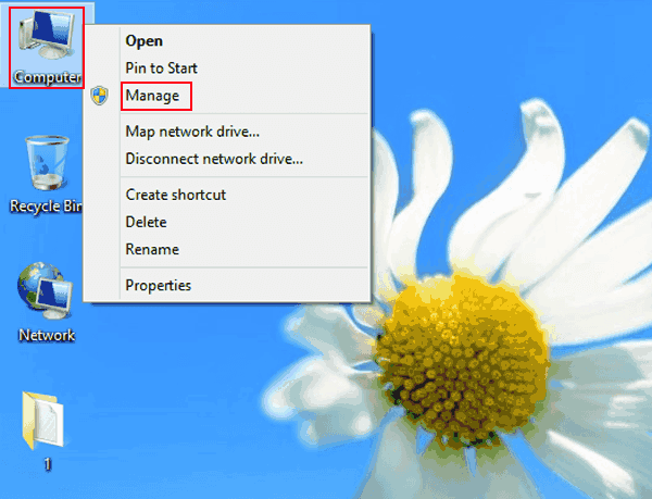 right click computer and choose manage