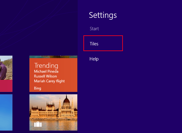 choose tiles on settings panel