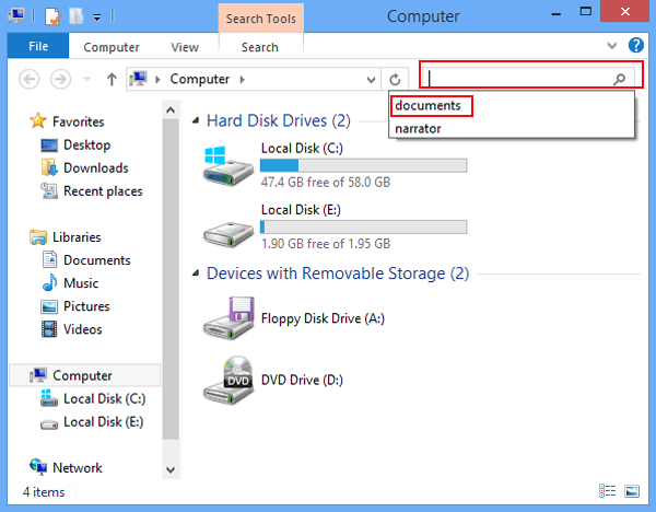 how to delete windows search history