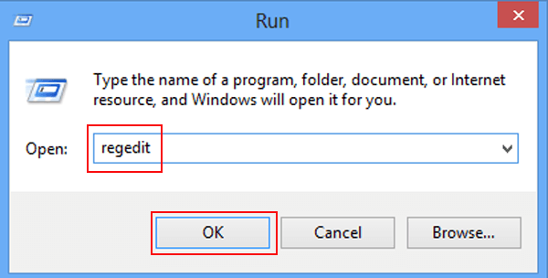 run regedit