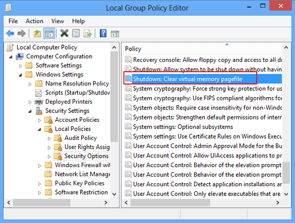 locate shutdown clear virtual memory pagefile