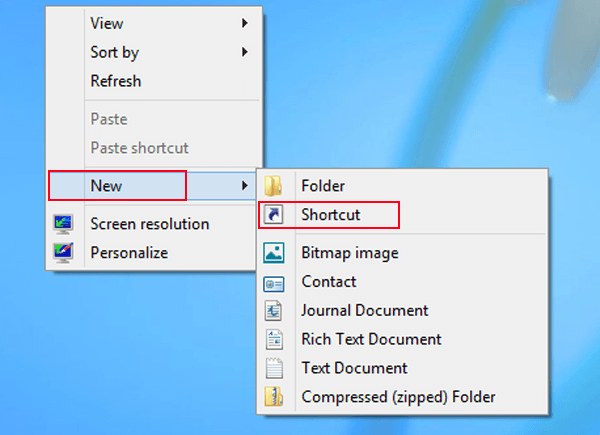 choose shortcut