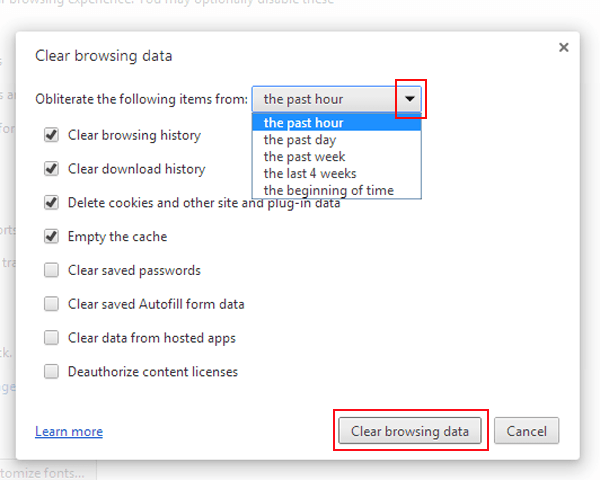 choose clear browing data