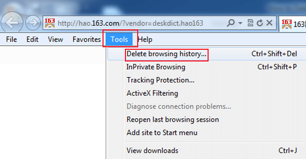 select delete browing history