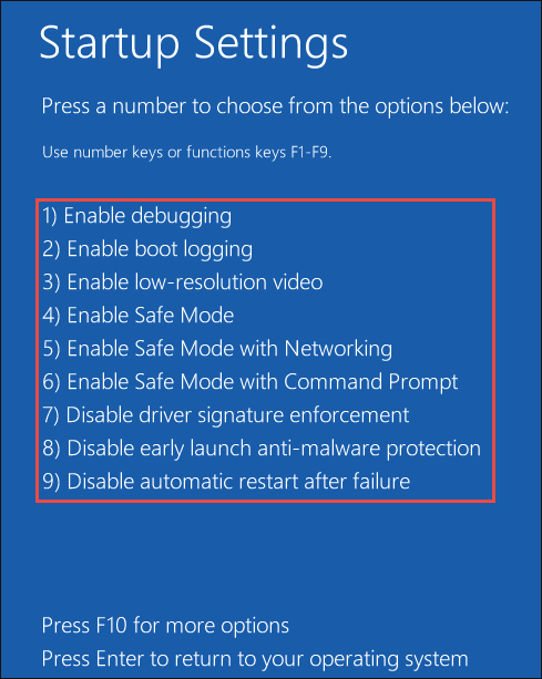 choose repair options in startup settings