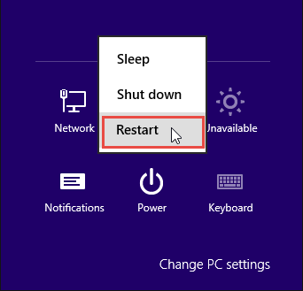 find restart option