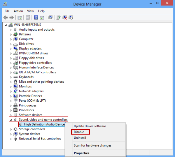 disable driver in device manager