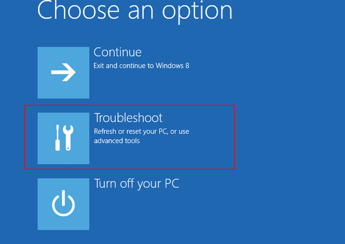 click troubleshoot